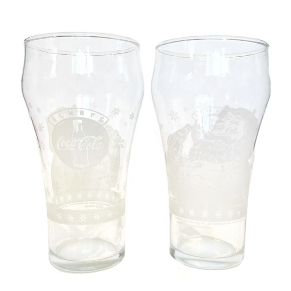 Vintage 1999 Coca Cola Santa Claus Christmas Beer Soda Glasses Pint Holiday Coke - Picture 3 of 13